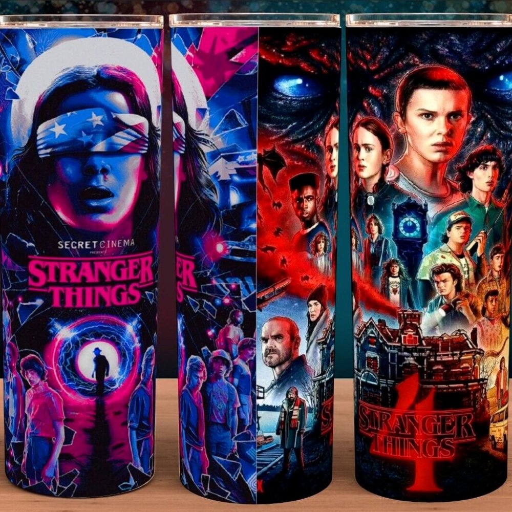 Stranger Things Season 4 Tumbler 20oz Cup with lid and straw